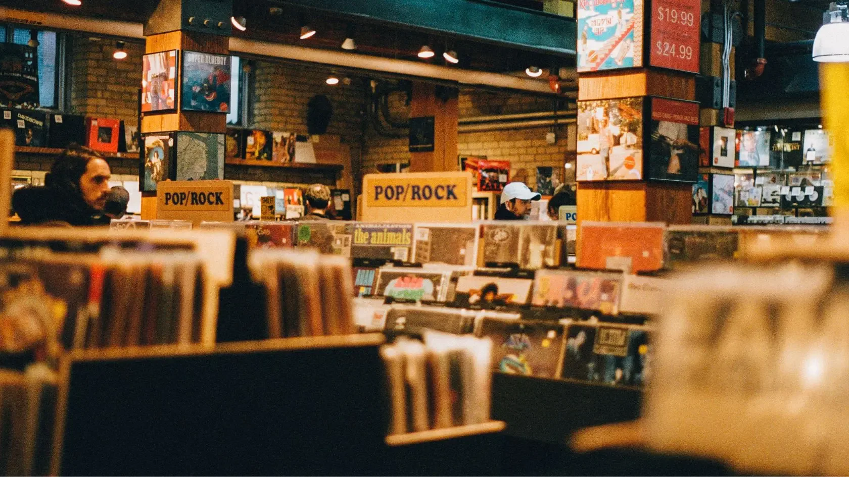 Vinyl collectors lined up outside an independent record store on Record Store Day morning