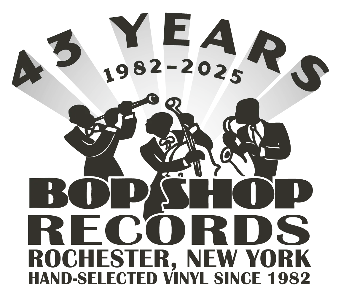 Bop Shop Records Rochester NY logo, jazz blues classic rock since 1982